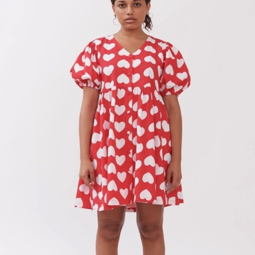 Lazy Oaf Red Heart Print Dress - image 1